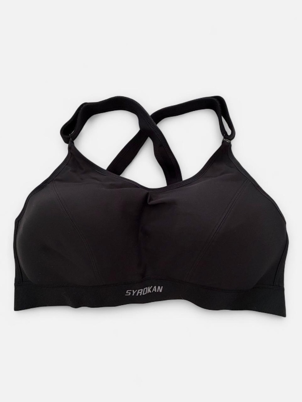 Women's Black Sports Bra - Supportive Strappy Design